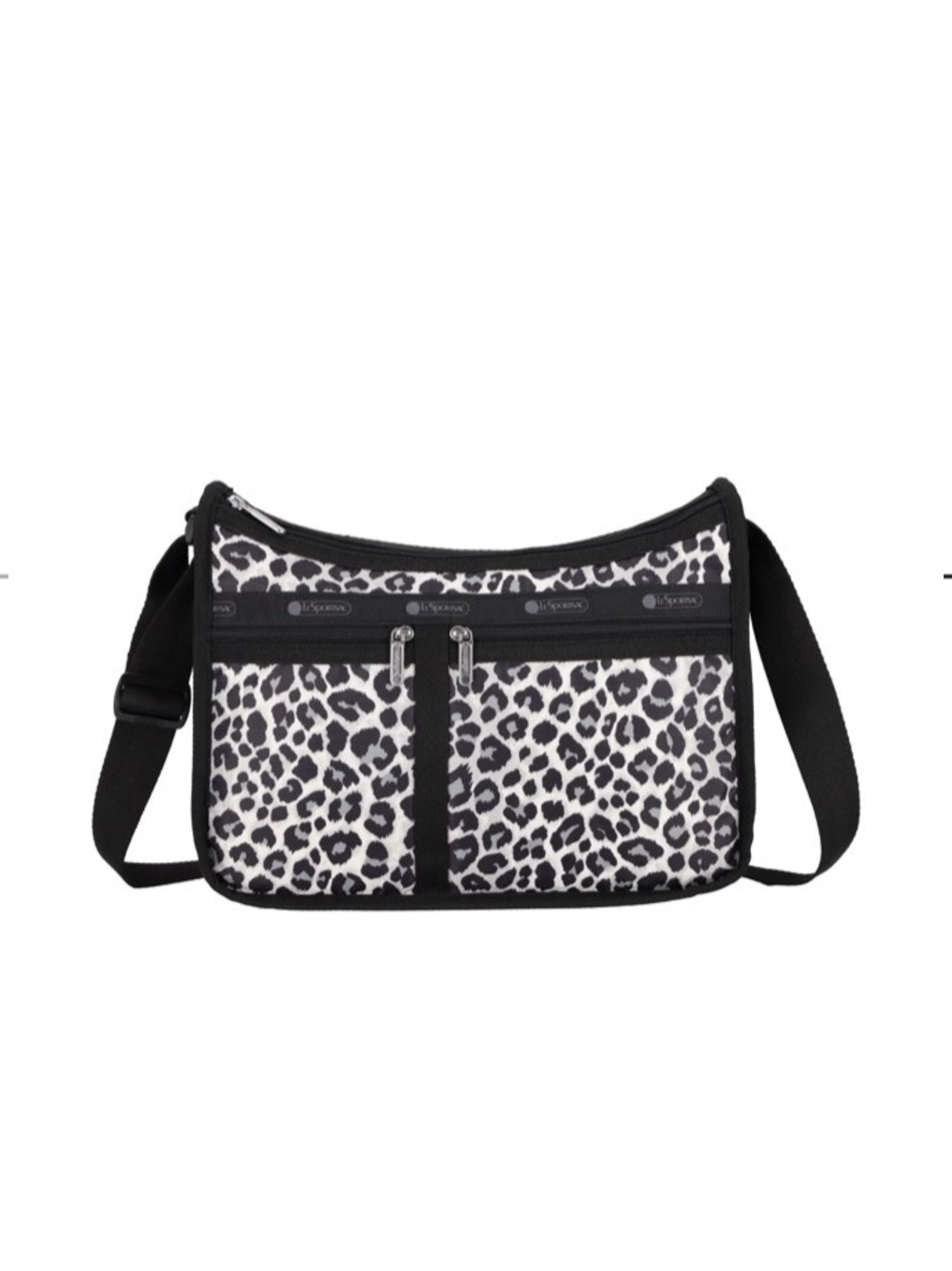 LeSportSac Leopard Crossbody Gray Black Classic Deluxe Everyday Bag 9.75x14x5-in